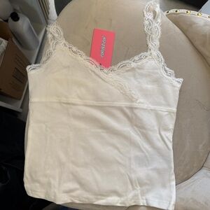 Edikted White Lace Trim Tank Top